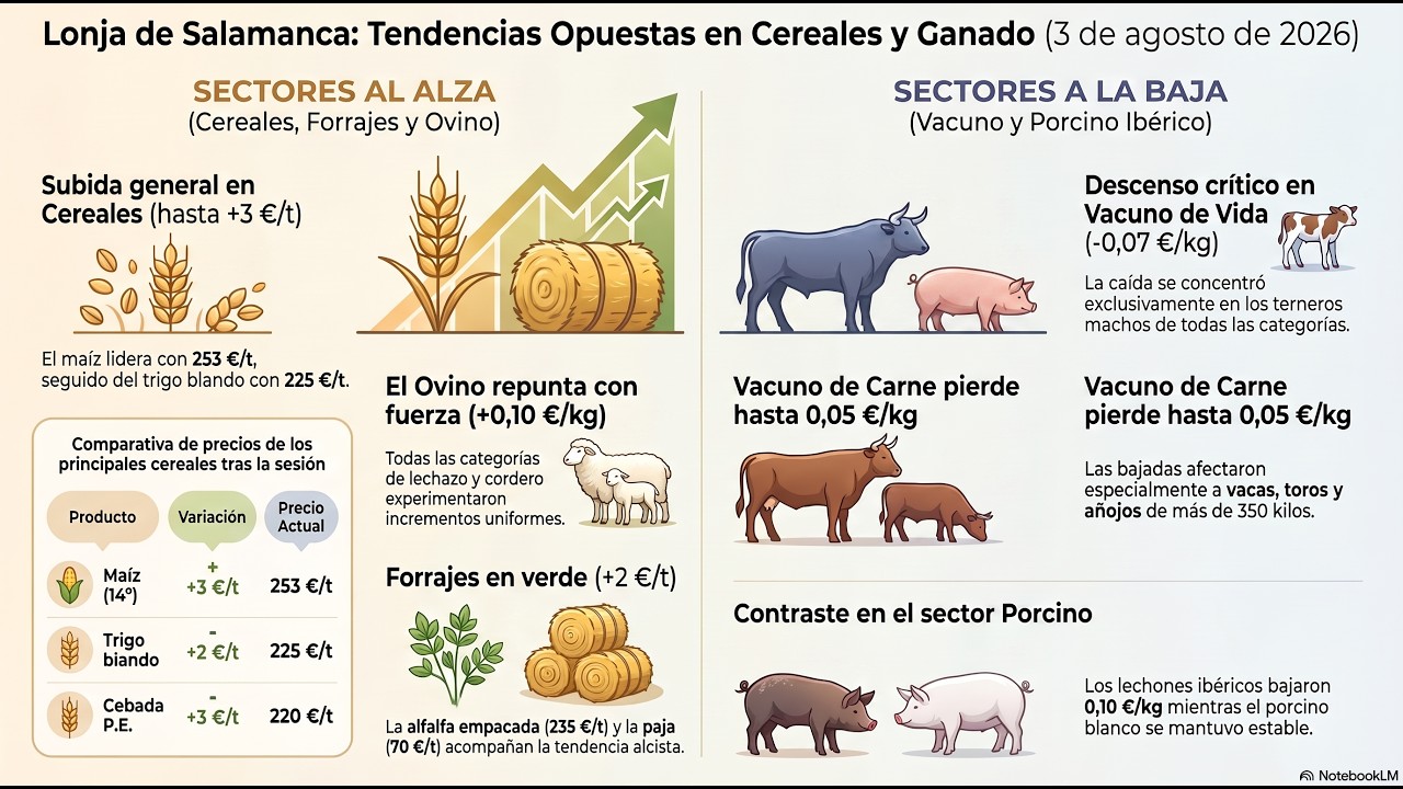 Nueva subida de los cereales en Salamanca: hasta 3 €/t mientras cae el vacuno